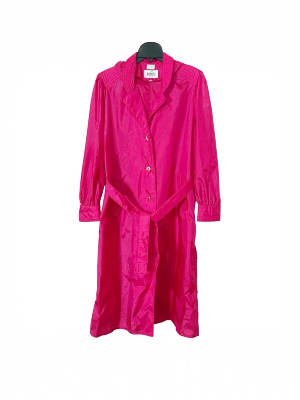 Totes Vintage Hot Pink 80’s 90’s Barbiecore Belted Hoodie Trench Raincoat Size 8